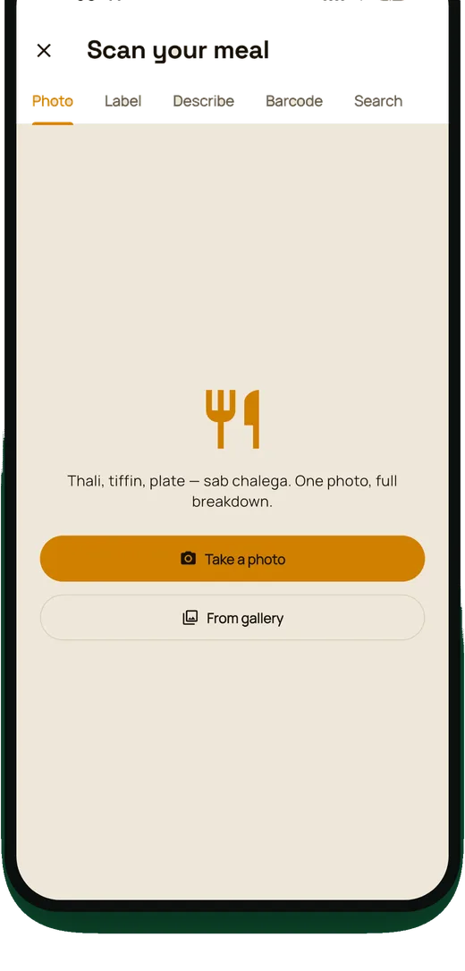 The ways to log a meal in ThaliScan